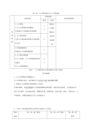 （浙江专版）高考地理一轮复习 第一章 人口与环境 第一讲 人口增长模式与人口合理容量创新学案 必修2-人教版高三必修2地理学案