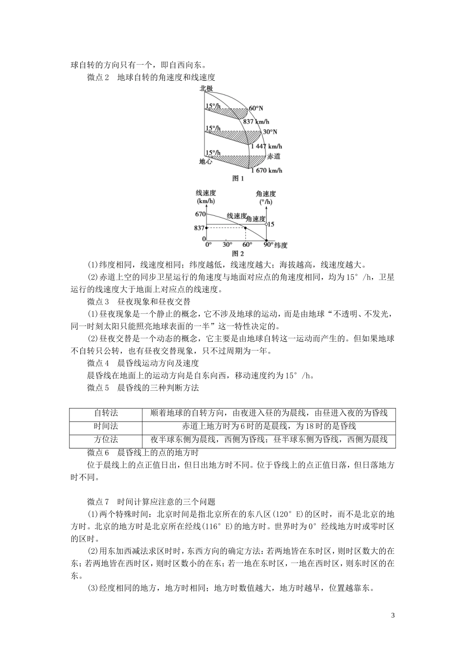 （选考）新高考地理一轮复习 第一章 宇宙中的地球 第5讲 地球自转及其地理意义教学案 湘教版-湘教版高三全册地理教学案_第3页