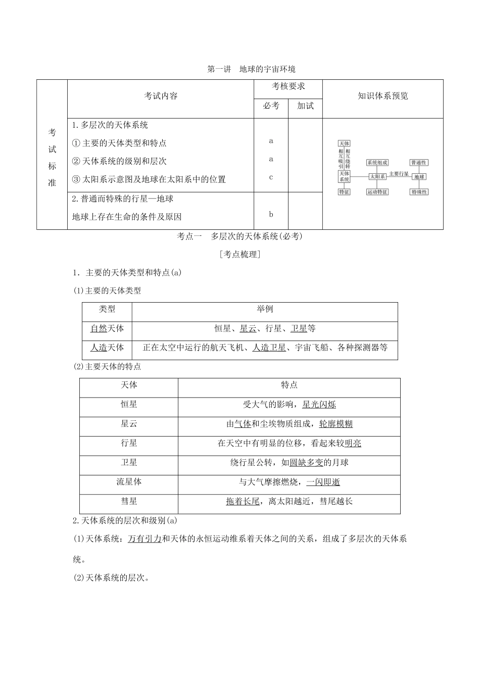 （浙江专版）高考地理一轮复习 第一章 宇宙中的地球 第一讲 地球的宇宙环境创新学案 必修1-人教版高三必修1地理学案_第1页