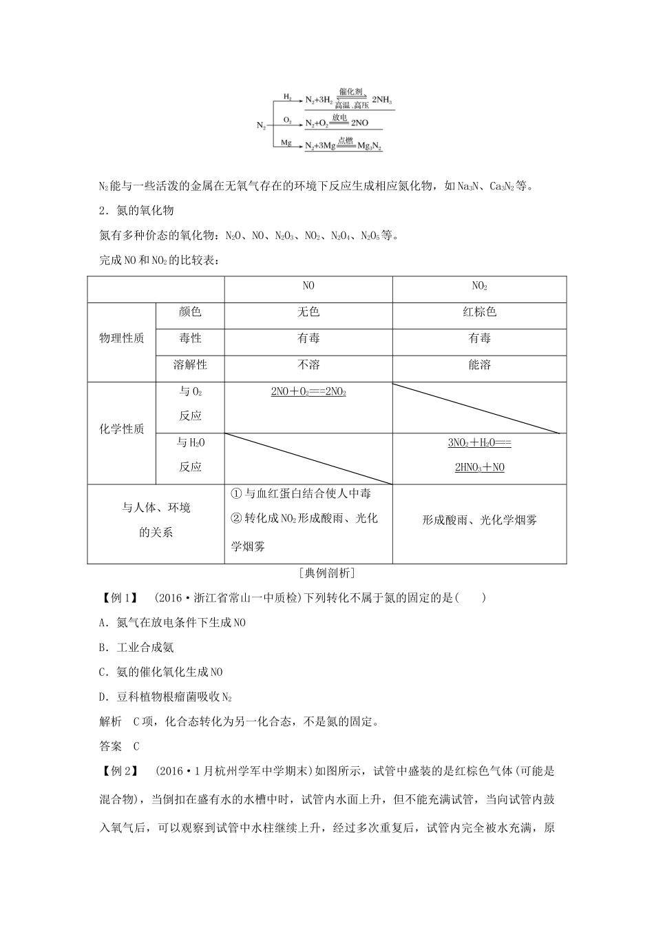 （浙江专版）高考化学大一轮复习 专题五 硫、氮与可持续性发展 课时2 生产生活中的含氮化合物学案-人教版高三全册化学学案_第2页