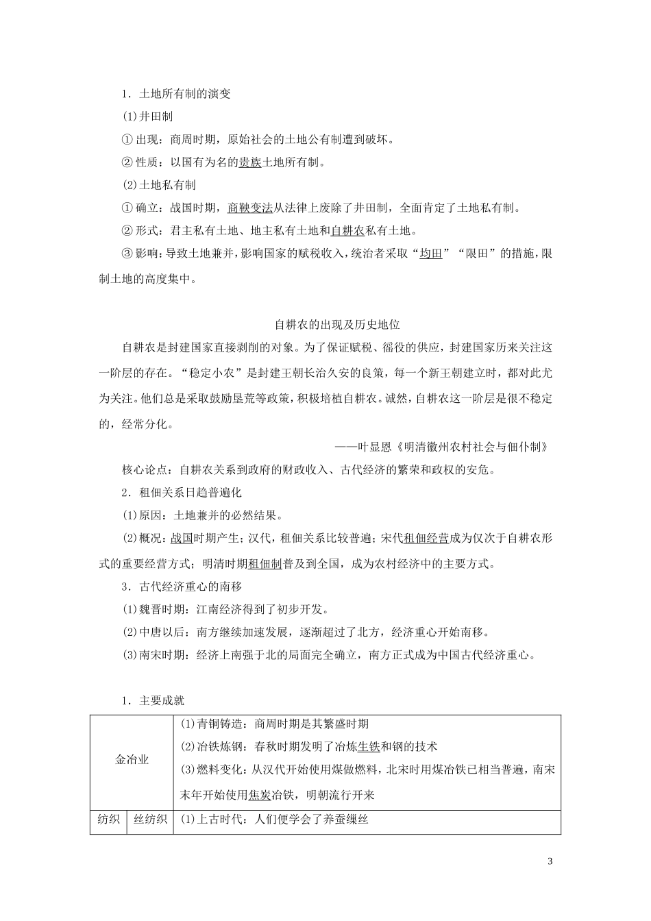 （选考）新高考历史一轮复习 第六单元 中国古代的农耕经济 第18讲 精耕细作农业生产模式与农耕时代的手工业教学案 岳麓版-岳麓版高三全册历史教学案_第3页