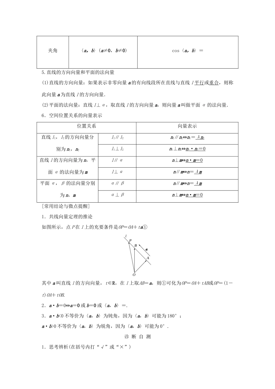 （浙江专版）高考数学大一轮复习 第八章 立体几何初步 第6节 空间向量及其运算和空间位置关系学案 理-人教版高三全册数学学案_第3页