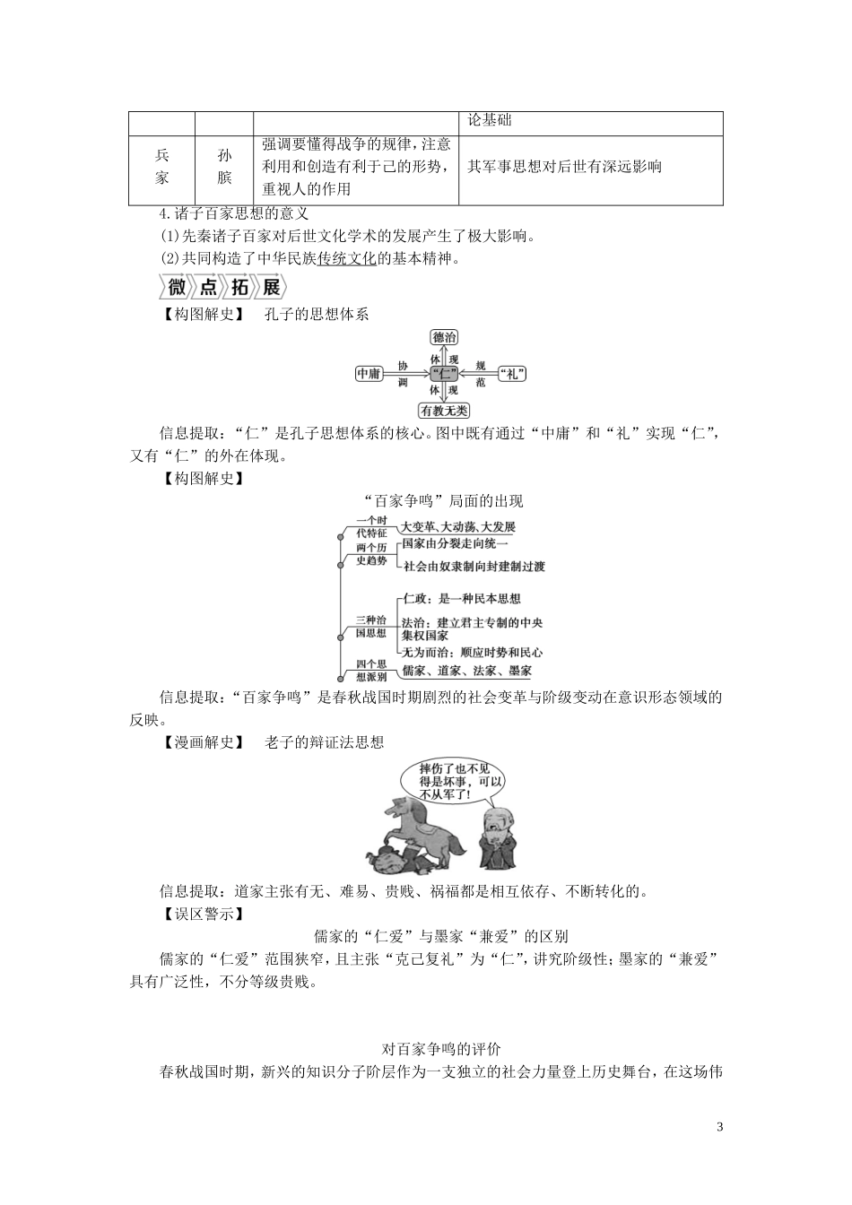 （选考）新高考历史一轮复习 第十一单元 中国古代思想、科技与文艺 第32讲 春秋战国时期的百家争鸣教学案 岳麓版-岳麓版高三全册历史教学案_第3页