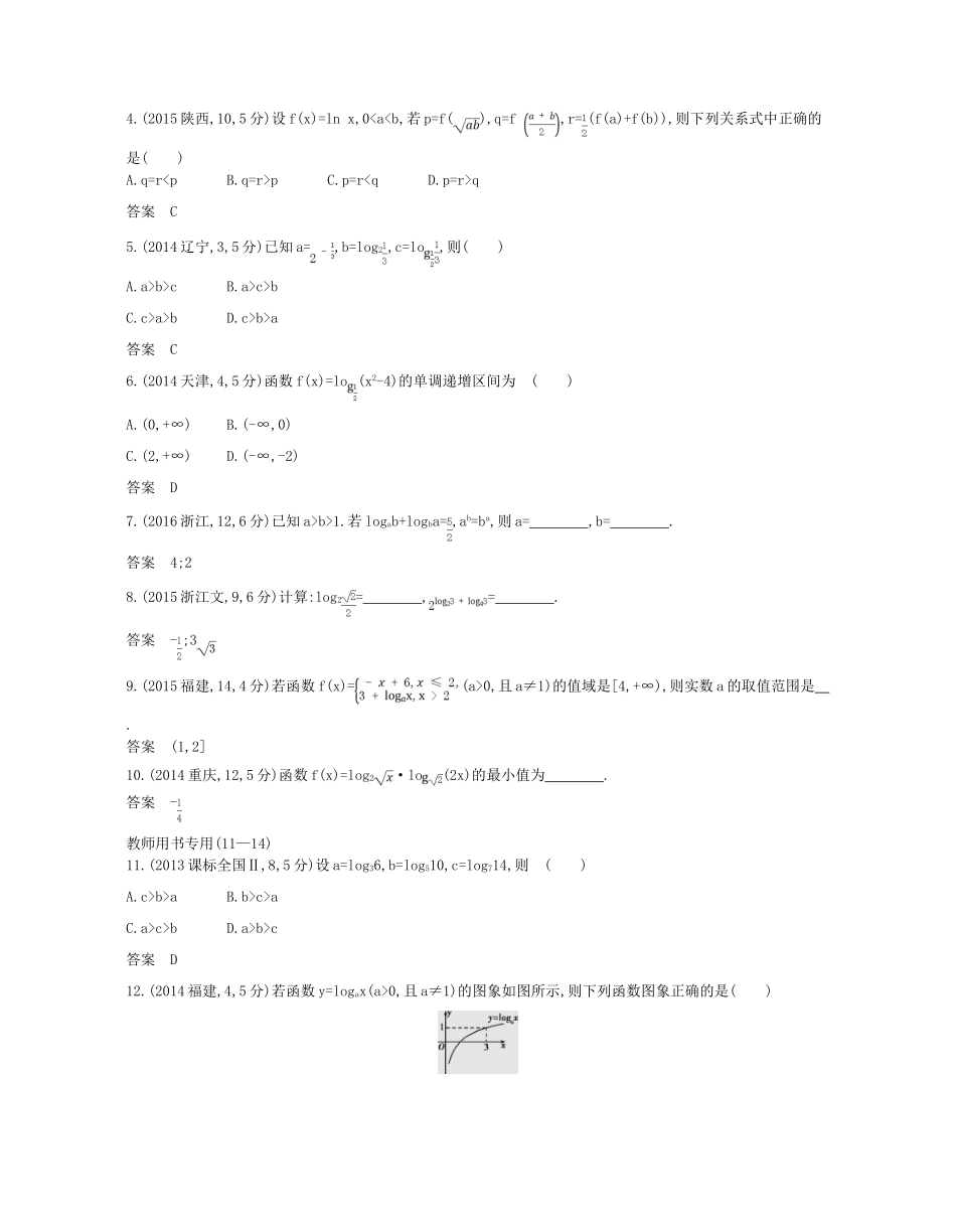 （浙江专版）高考数学一轮复习 第二章 函数 2.5 对数与对数函数学案-人教版高三全册数学学案_第2页