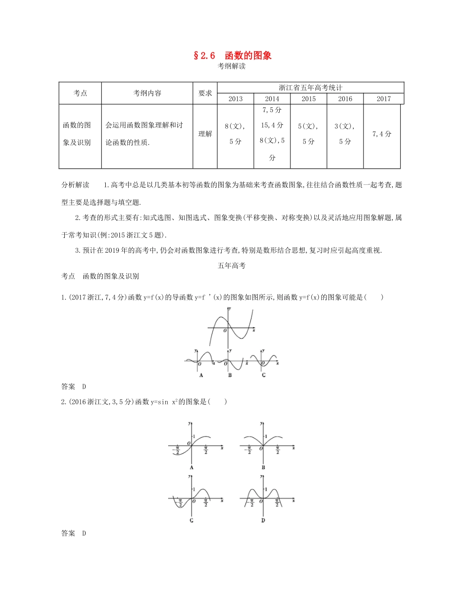 （浙江专版）高考数学一轮复习 第二章 函数 2.6 函数的图象学案-人教版高三全册数学学案_第1页