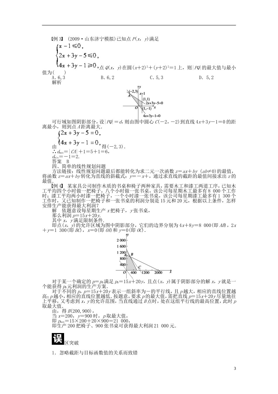 （课堂设计）2014-2015高中数学 3.3 二元一次不等式(组)与简单的线性规划问题学案 新人教A版必修5_第3页