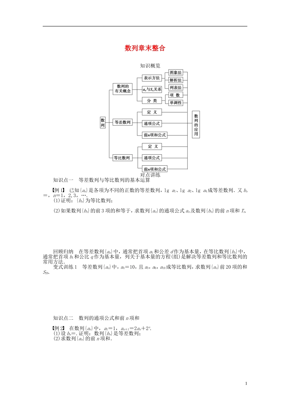 （课堂设计）2014-2015高中数学 第二章 数 列章末整合学案 新人教A版必修5_第1页