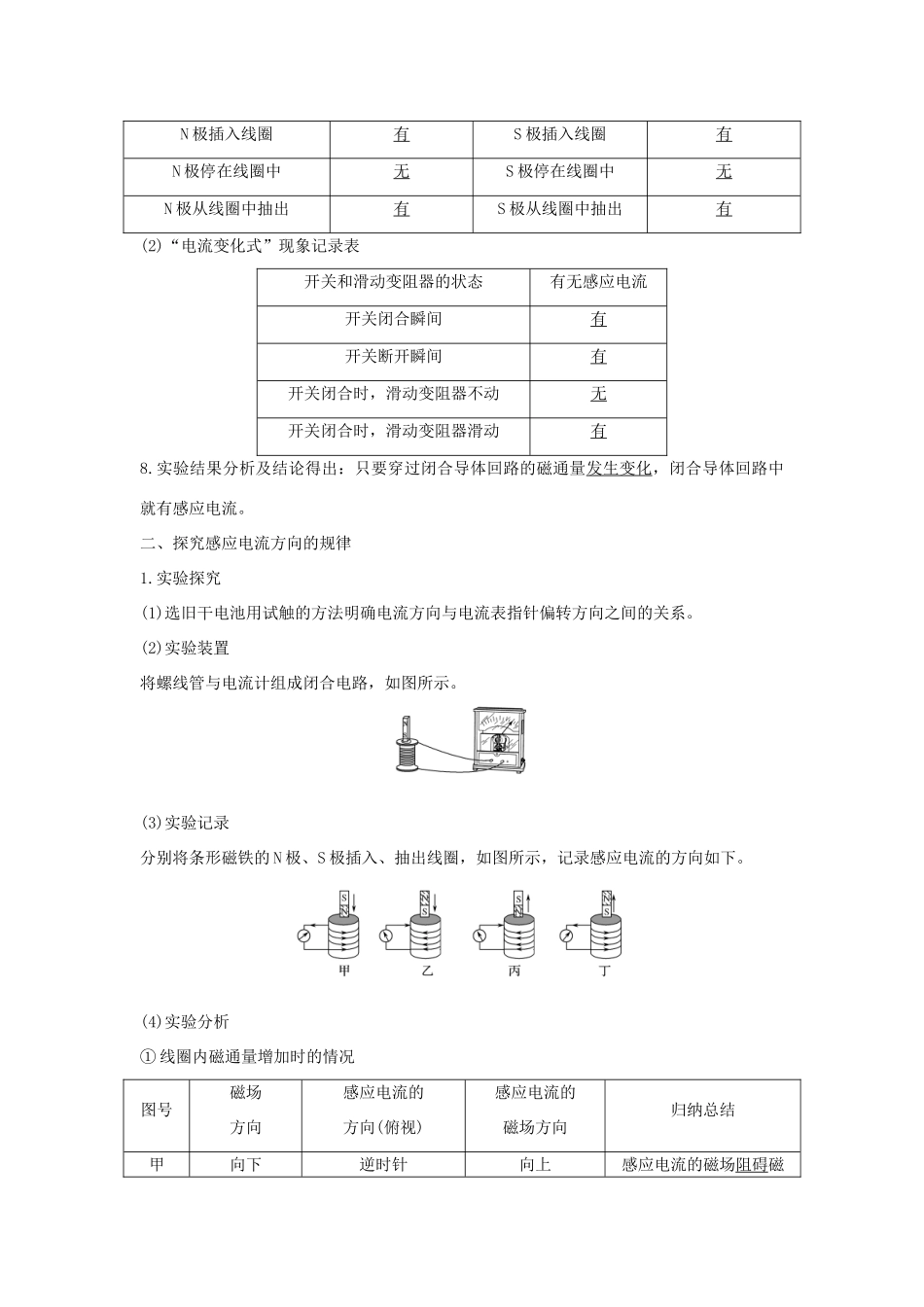 （浙江专版）高考物理大一轮复习 第九章 电磁感应 实验13 探究电磁感应的产生条件 实验14 探究感应电流方向的规律学案-人教版高三全册物理学案_第2页