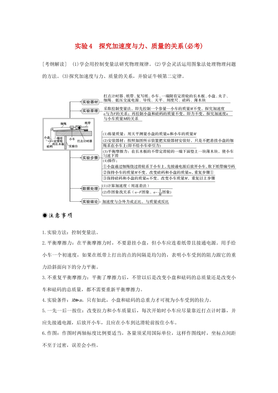 （浙江专版）高考物理大一轮复习 第三章 牛顿运动定律 实验4 探究加速度与力、质量的关系创新学案-人教版高三全册物理学案_第1页