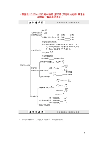 （课堂设计）2014-2015高中物理 第三章 万有引力定律 章末总结学案 教科版必修2