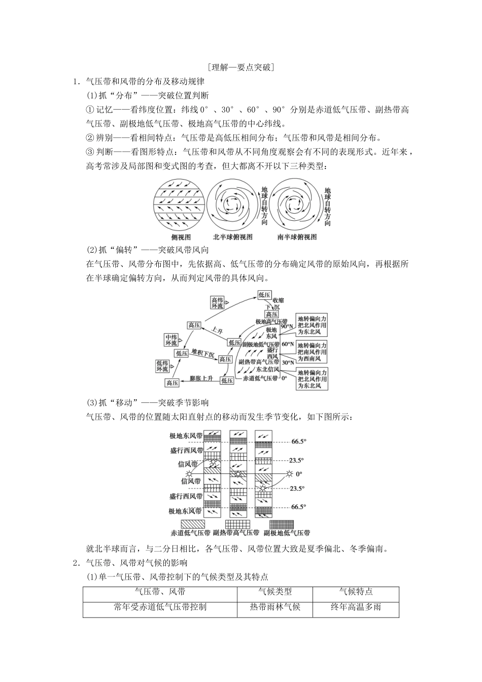 （通用版）高考地理一轮复习 第2章 自然环境中的物质运动和能量交换 第3节 全球气压带、风带的分布和移动学案 湘教版-湘教版高三全册地理学案_第2页