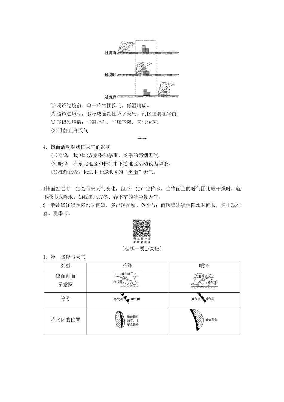 （通用版）高考地理一轮复习 第2章 自然环境中的物质运动和能量交换 第4节 常见的天气系统学案 湘教版-湘教版高三全册地理学案_第2页