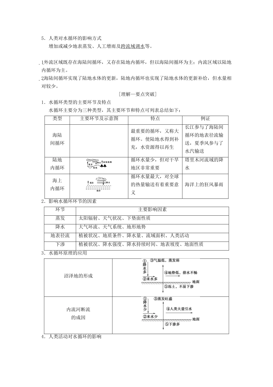 （通用版）高考地理一轮复习 第2章 自然环境中的物质运动和能量交换 第5节 水循环和洋流学案 湘教版-湘教版高三全册地理学案_第2页