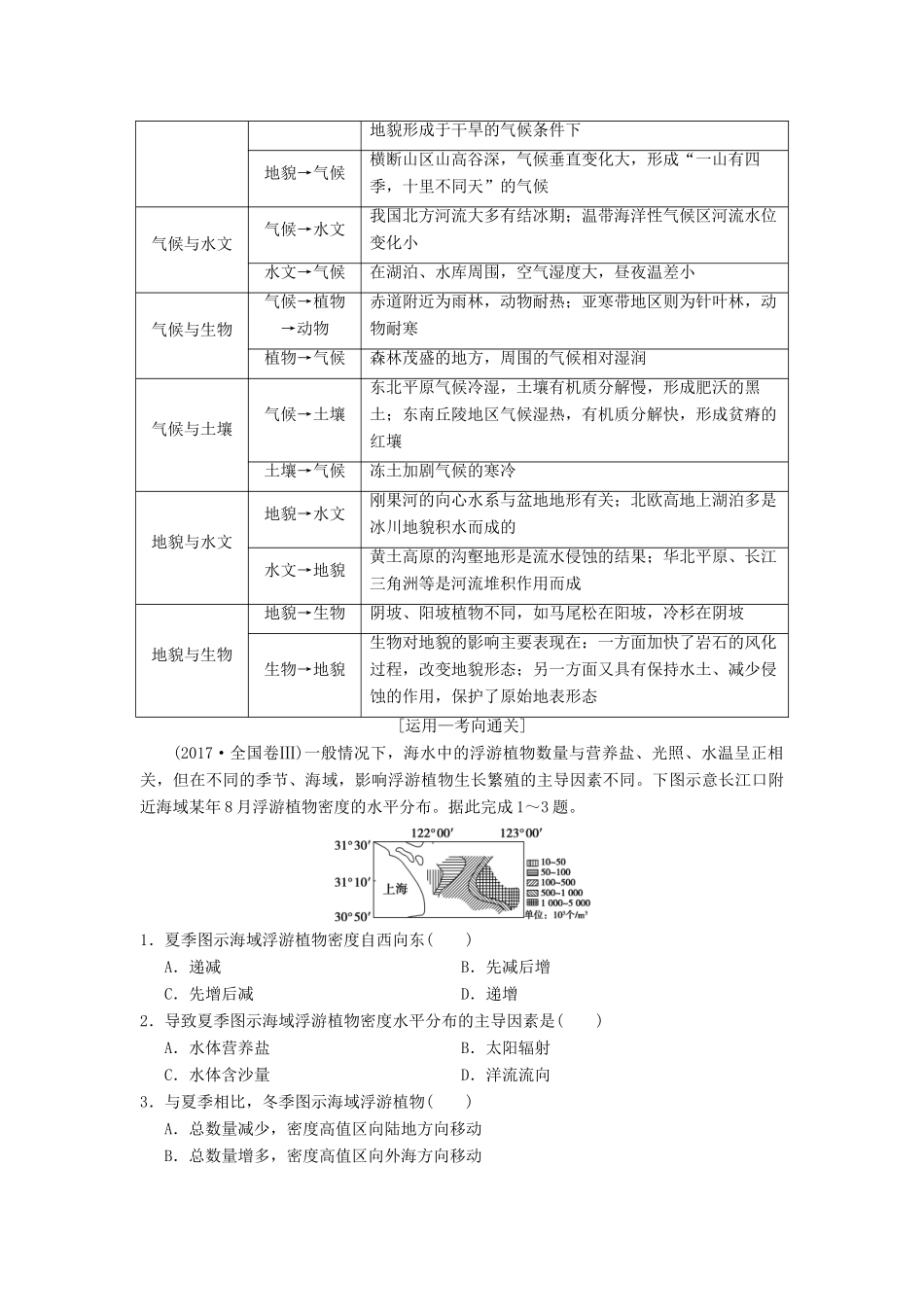 （通用版）高考地理一轮复习 第3章 自然地理环境的整体性与差异性 第1节 自然地理要素变化与环境变迁 自然地理环境的整体性学案 湘教版-湘教版高三全册地理学案_第2页