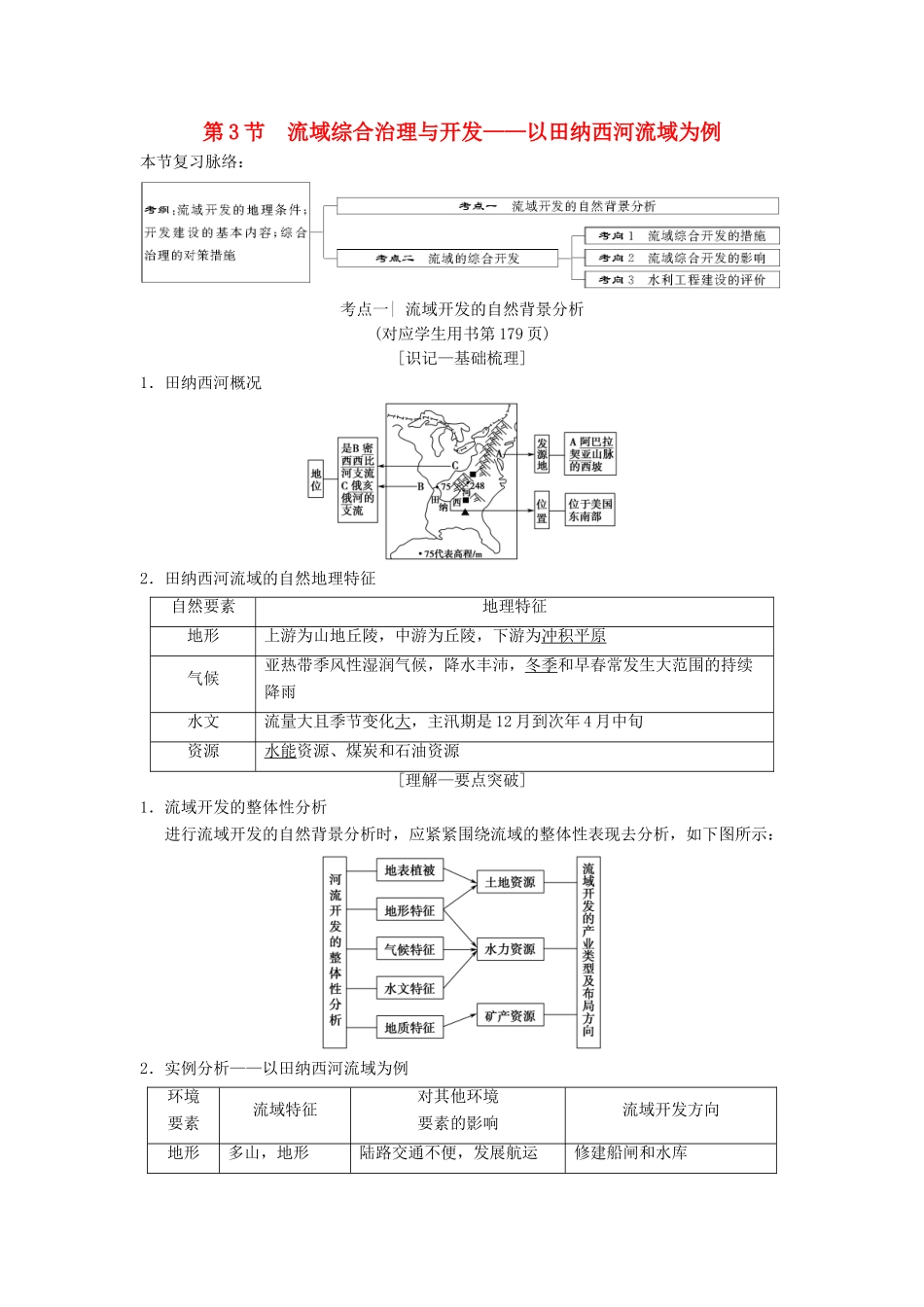 （通用版）高考地理一轮复习 第10章 区域可持续发展 第3节 流域综合治理与开发——以田纳西河流域为例学案 湘教版-湘教版高三全册地理学案_第1页
