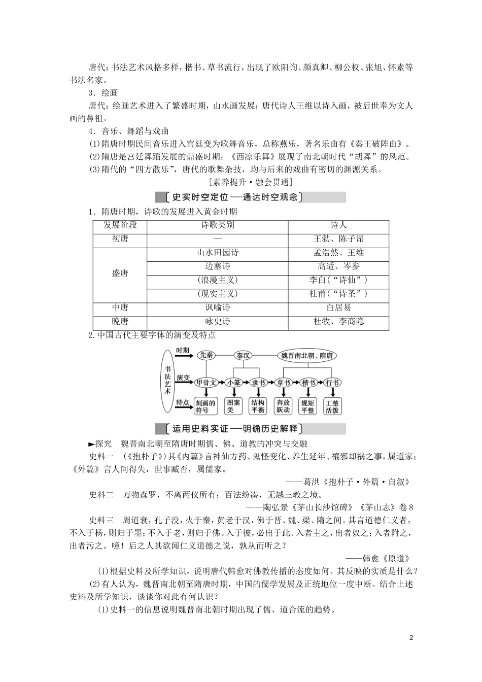 （通史版）高考历史一轮复习 第1部分 第3单元 中华文明的繁荣与成熟 第7讲 隋唐、宋元时期的思想与科技文化的辉煌教学案-人教版高三全册历史教学案_第2页
