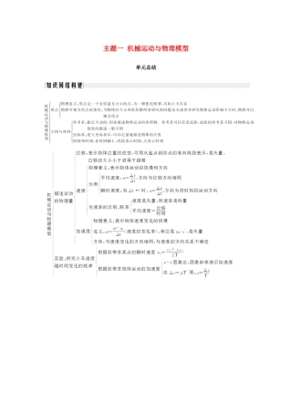 （通用版）-高考物理总复习 主题一 机械运动与物理模型单元总结学案 新人教版-新人教版高三全册物理学案