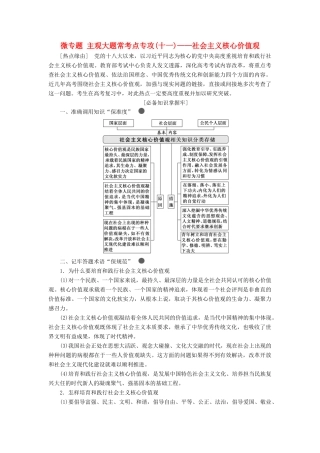 （通用版）高考政治新创新一轮复习 必修三 第四单元 微专题 主观大题常考点专攻（十一）—社会主义核心价值观讲义-人教版高三必修政治学案