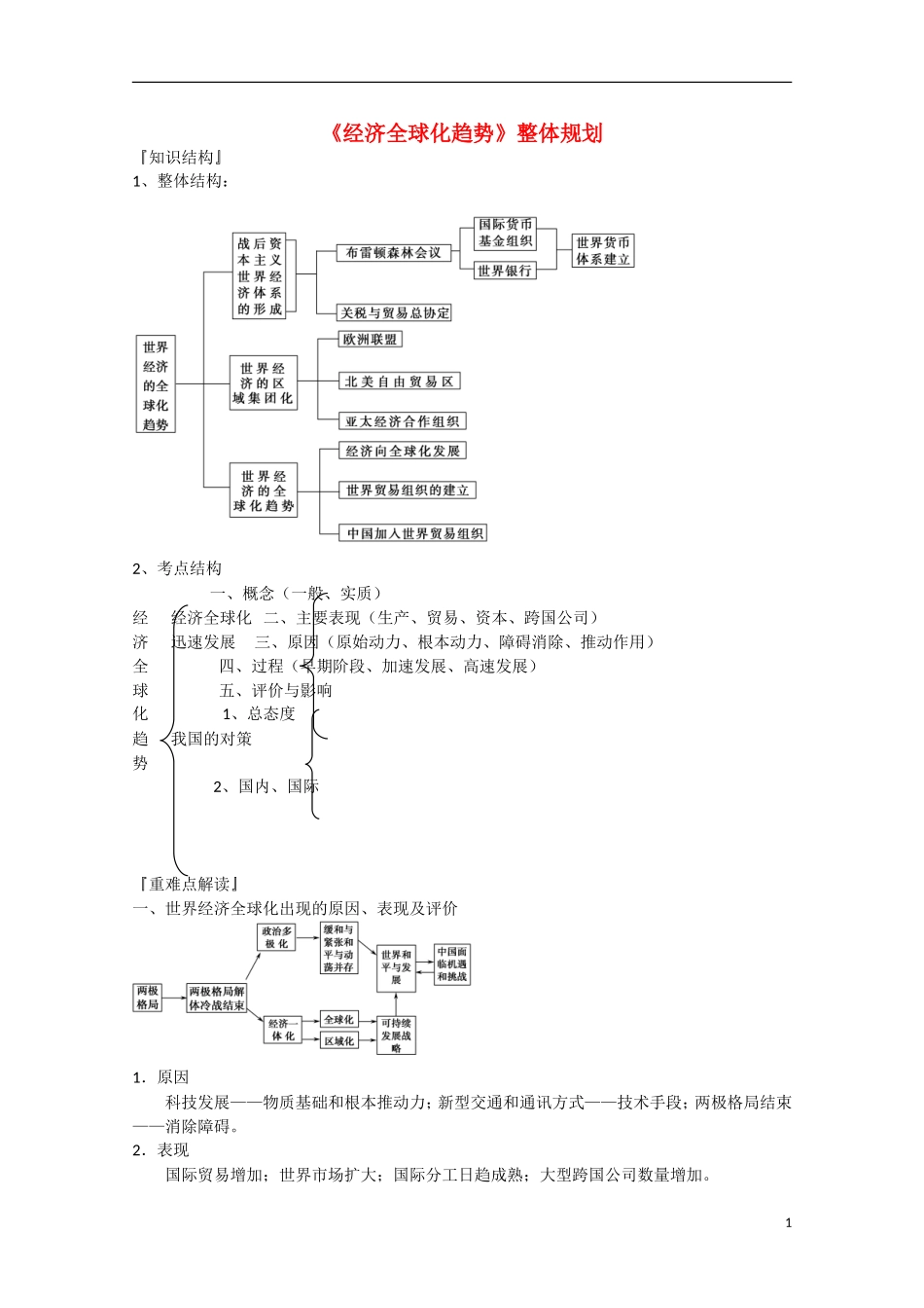 （高频考点）2015版高中历史 考点规划 经济全球化趋势 岳麓版_第1页