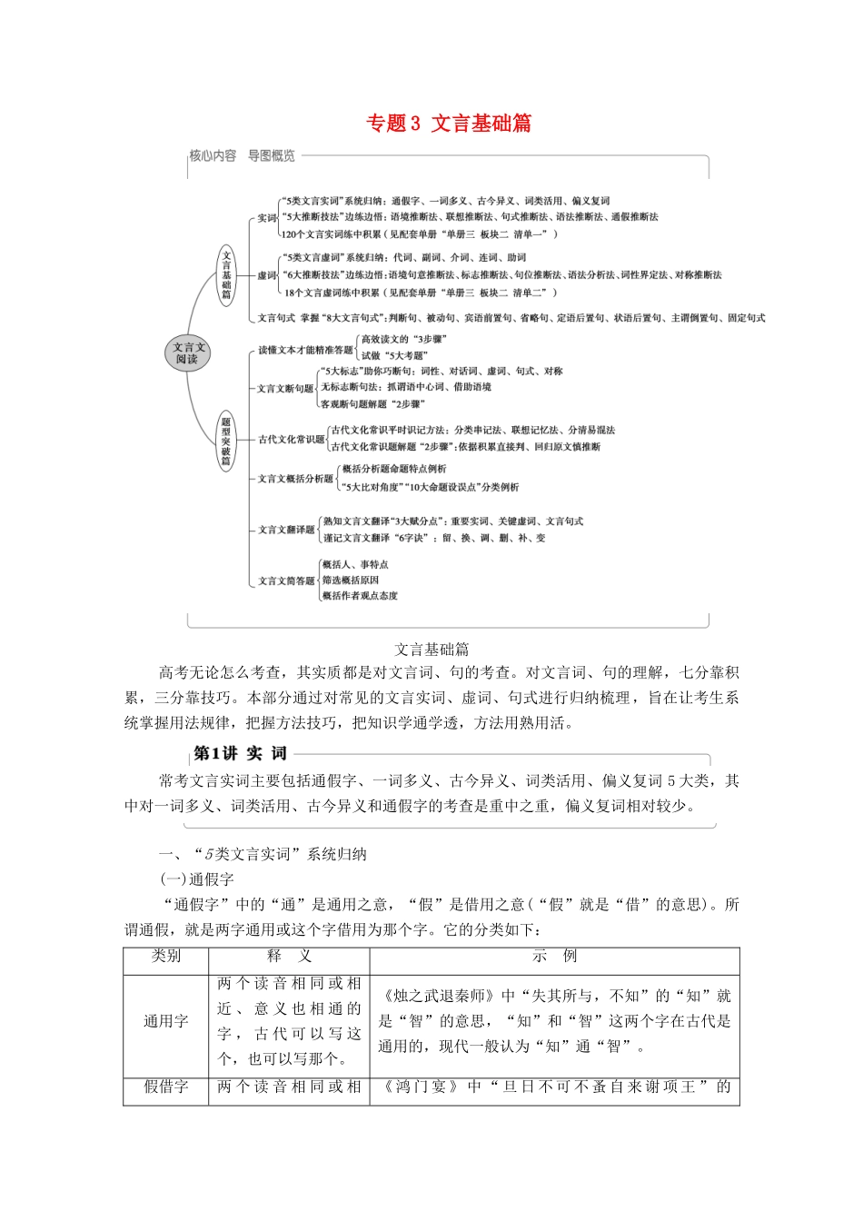 （通用版）新高考语文一轮复习 第2部分 专题3 文言基础篇 第1讲 实词教学案-人教版高三全册语文教学案_第1页