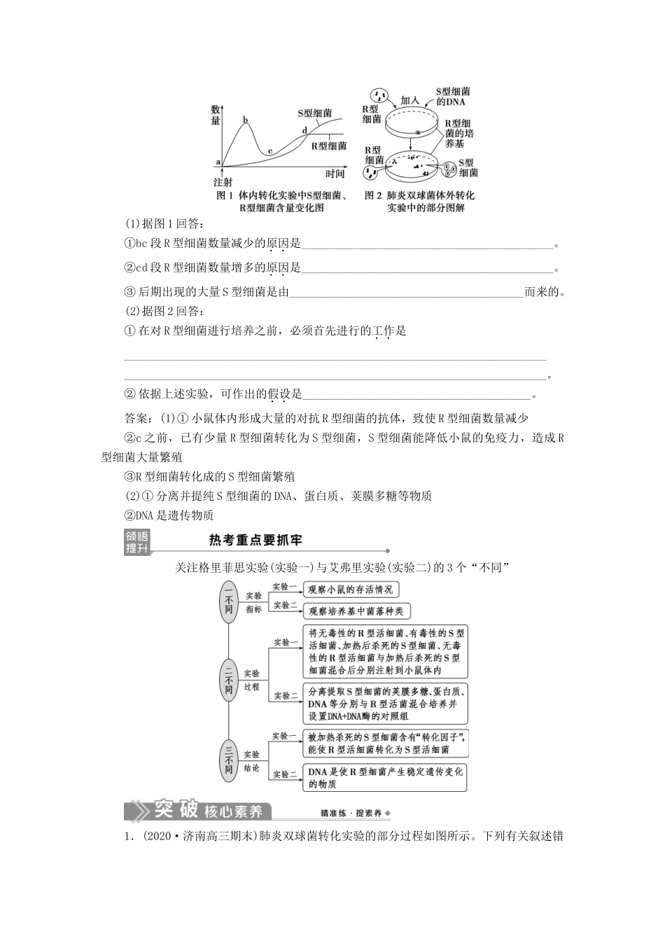 （选考）新高考生物一轮复习 第六单元 遗传的物质基础 第17讲 DNA是主要的遗传物质学案 新人教版-新人教版高三全册生物学案_第3页