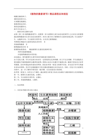 （高频考点）2015版高中历史 考点规划 植物的激素调节 岳麓版