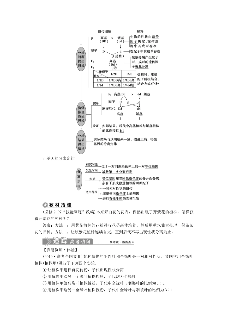 （选考）新高考生物一轮复习 第五单元 遗传的基本规律和伴性遗传 第13讲 基因的分离定律学案 新人教版-新人教版高三全册生物学案_第2页