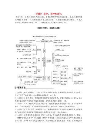 （通用版）高考生物二轮复习 专题六 变异、育种和进化 构建知识网络 补遗教材易漏学案-人教版高三全册生物学案
