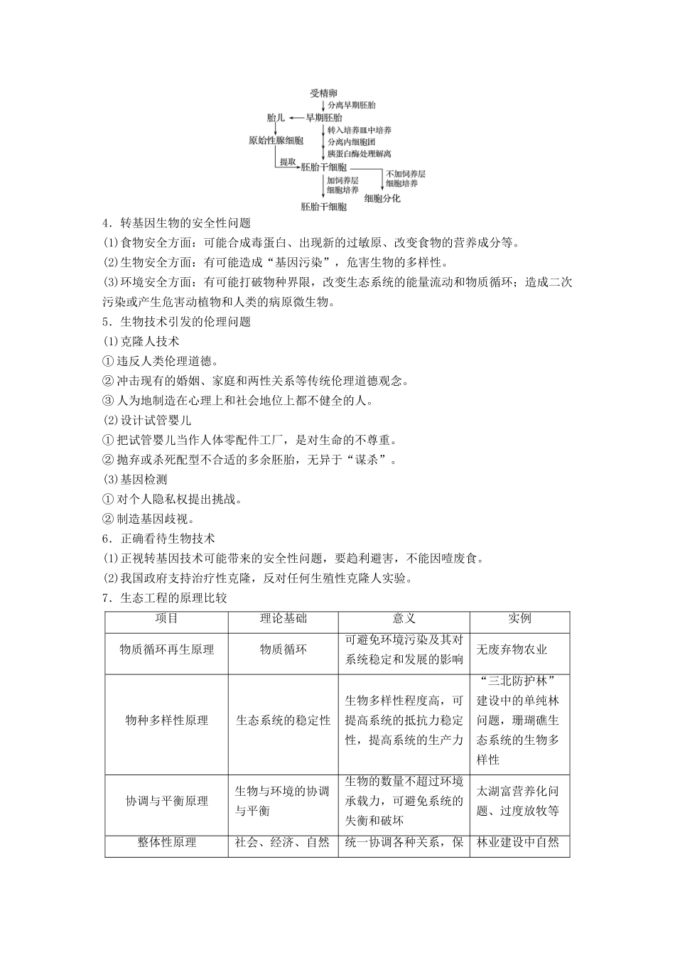 （通用版）高考生物二轮复习 专题十 现代生物科技专题 考点30 胚胎工程、生物技术的安全性和伦理问题及生态工程学案-人教版高三全册生物学案_第3页