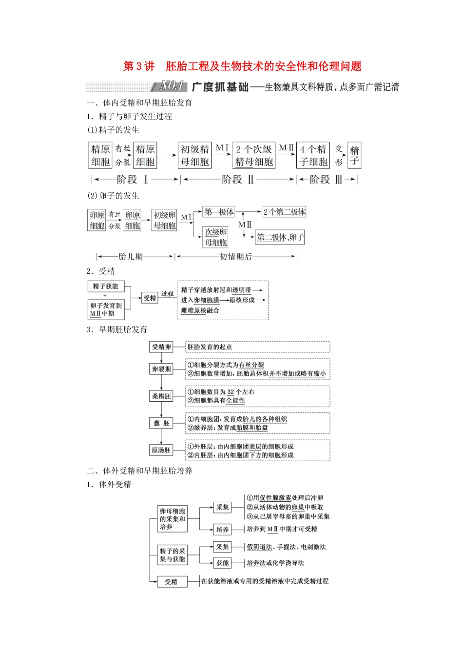（通用版）高考生物一轮复习 第3讲 胚胎工程及生物技术的安全性和伦理问题学案（含解析）（选修3）-人教版高三选修3生物学案_第1页