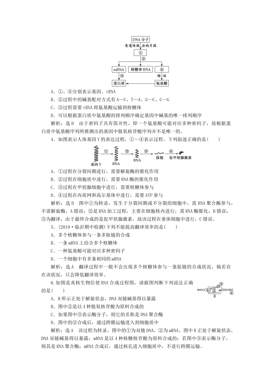 （通用版）高考生物一轮复习 第二单元 第3讲 基因的表达学案（含解析）（必修2）-人教版高三必修2生物学案_第3页