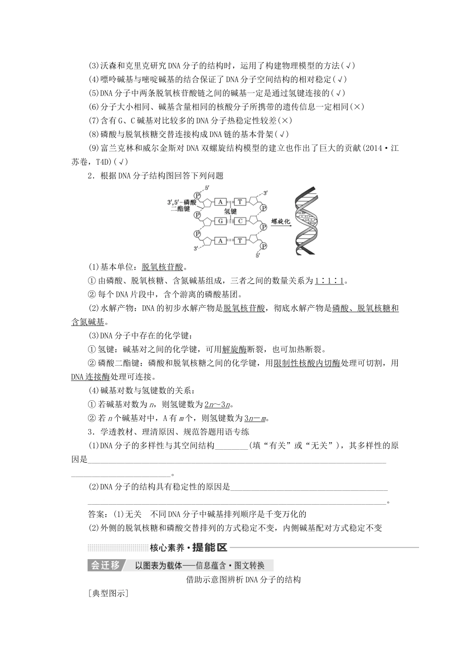 （通用版）高考生物一轮复习 第六单元 第二讲 DNA分子的结构、复制与基因的本质学案（含解析）-人教版高三全册生物学案_第2页