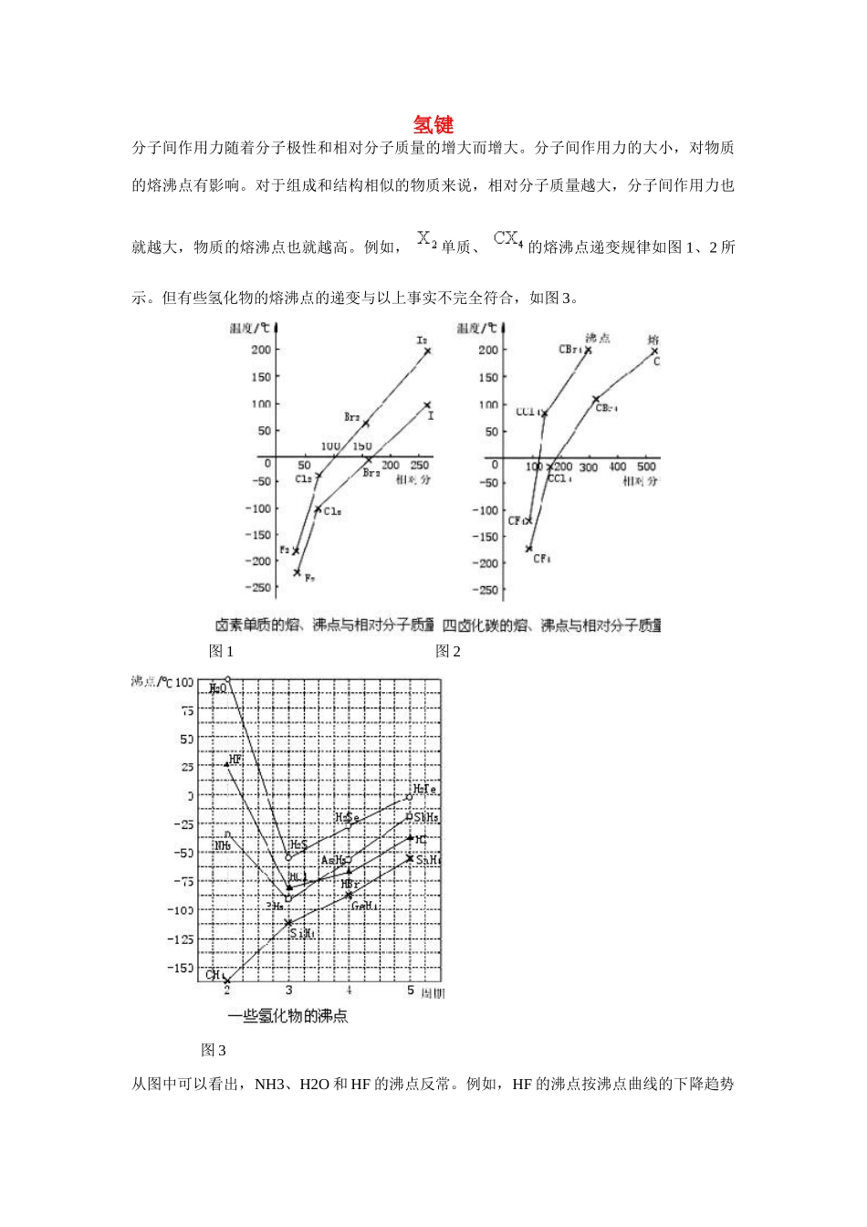 高一化学 专题1 第二单元 氢键素材 苏教版_第1页