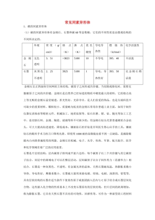 高一化学 专题1 第三单元 常见同素异形体素材 苏教版