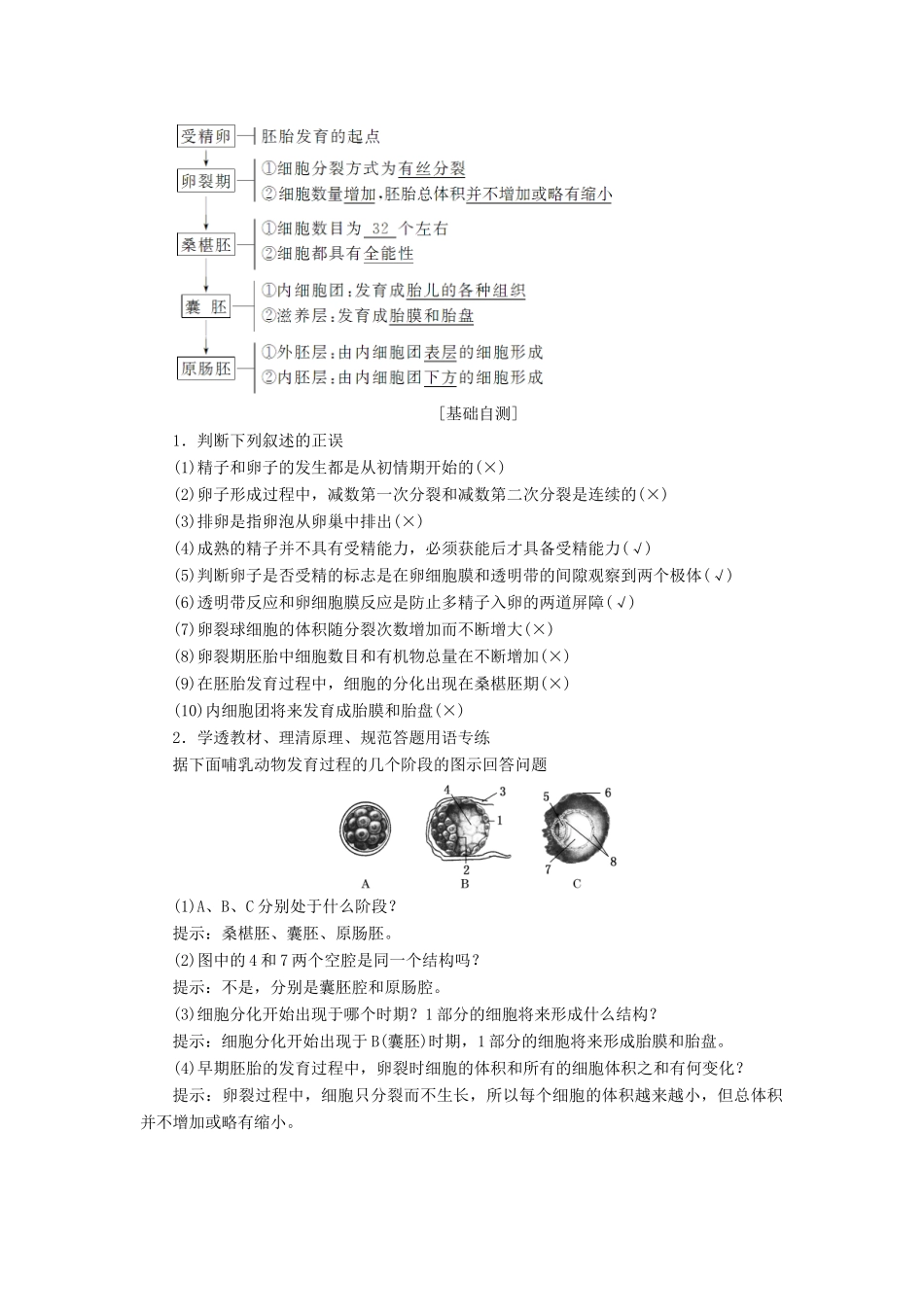 （通用版）高考生物一轮复习 第十三单元 第三讲 胚胎工程及生物技术的安全性和伦理问题学案（含解析）-人教版高三全册生物学案_第2页