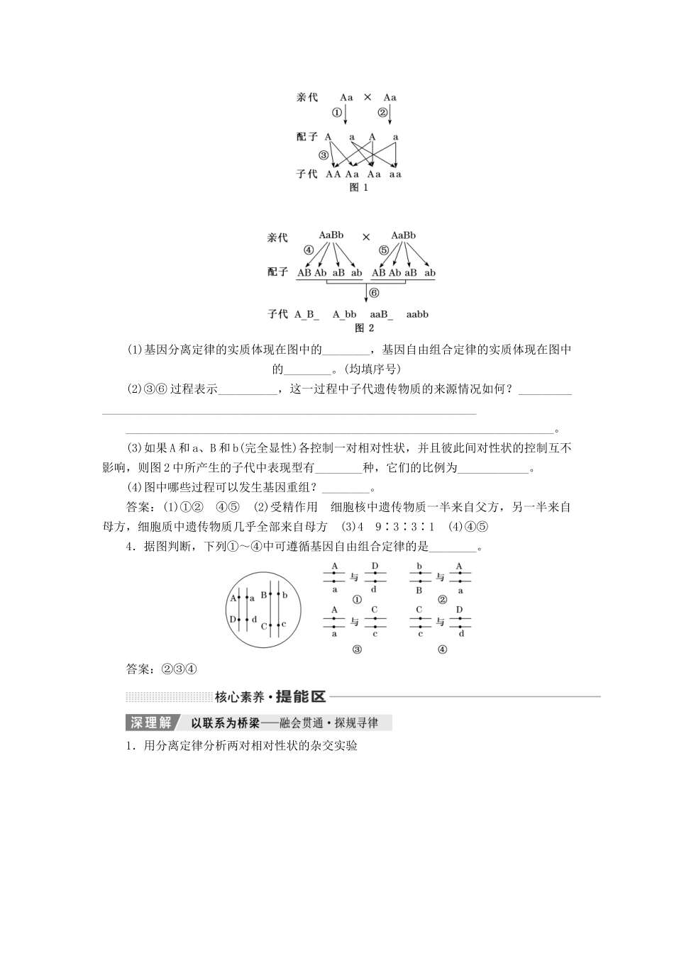 （通用版）高考生物一轮复习 第五单元 第二讲 孟德尔的豌豆杂交实验（二）学案（含解析）-人教版高三全册生物学案_第3页