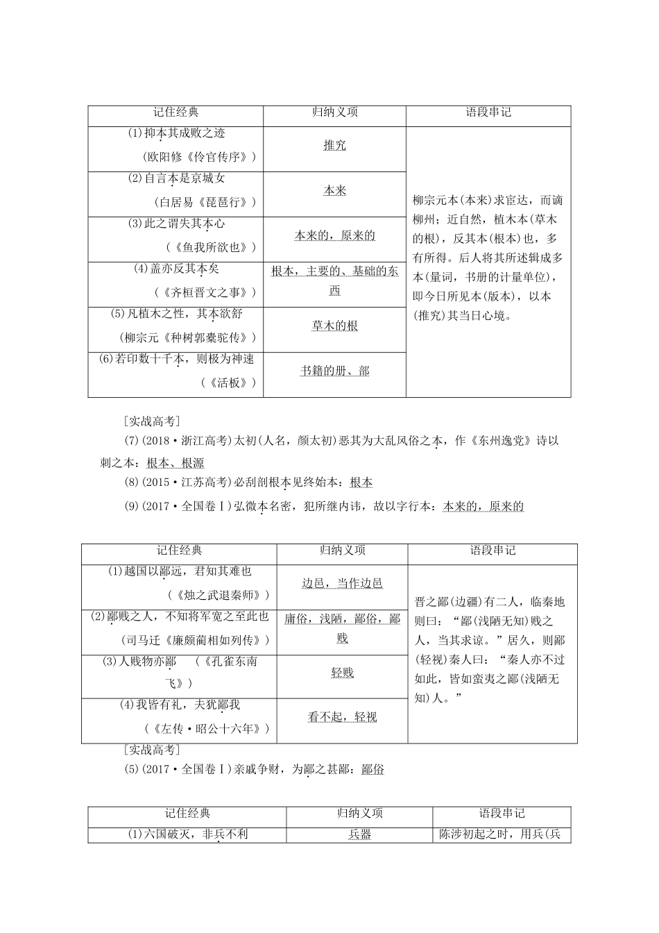（通用版）高考语文一轮复习 第四模块 专题一 微积累——学语文在平时 清单四归纳串记120个文言实词学案（含解析）-人教版高三全册语文学案_第3页