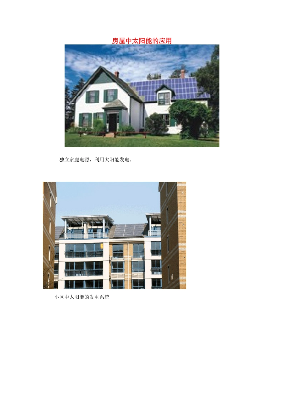 高一化学 专题2 第四单元 房屋中太阳能的应用素材 苏教版_第1页