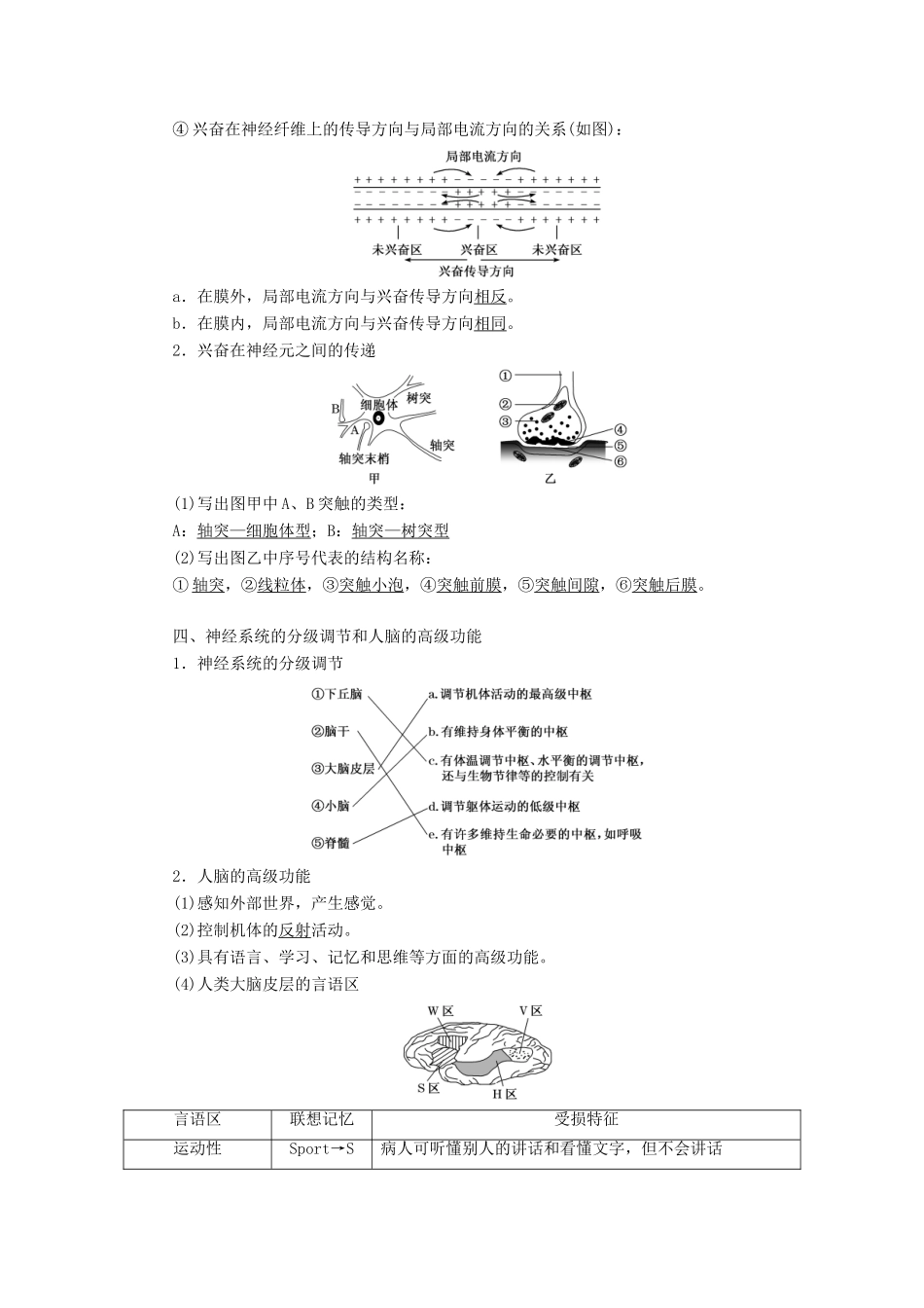 （通用版）高考生物一轮复习 第一单元 第2讲 通过神经系统的调节学案（含解析）（必修3）-人教版高三必修3生物学案_第2页