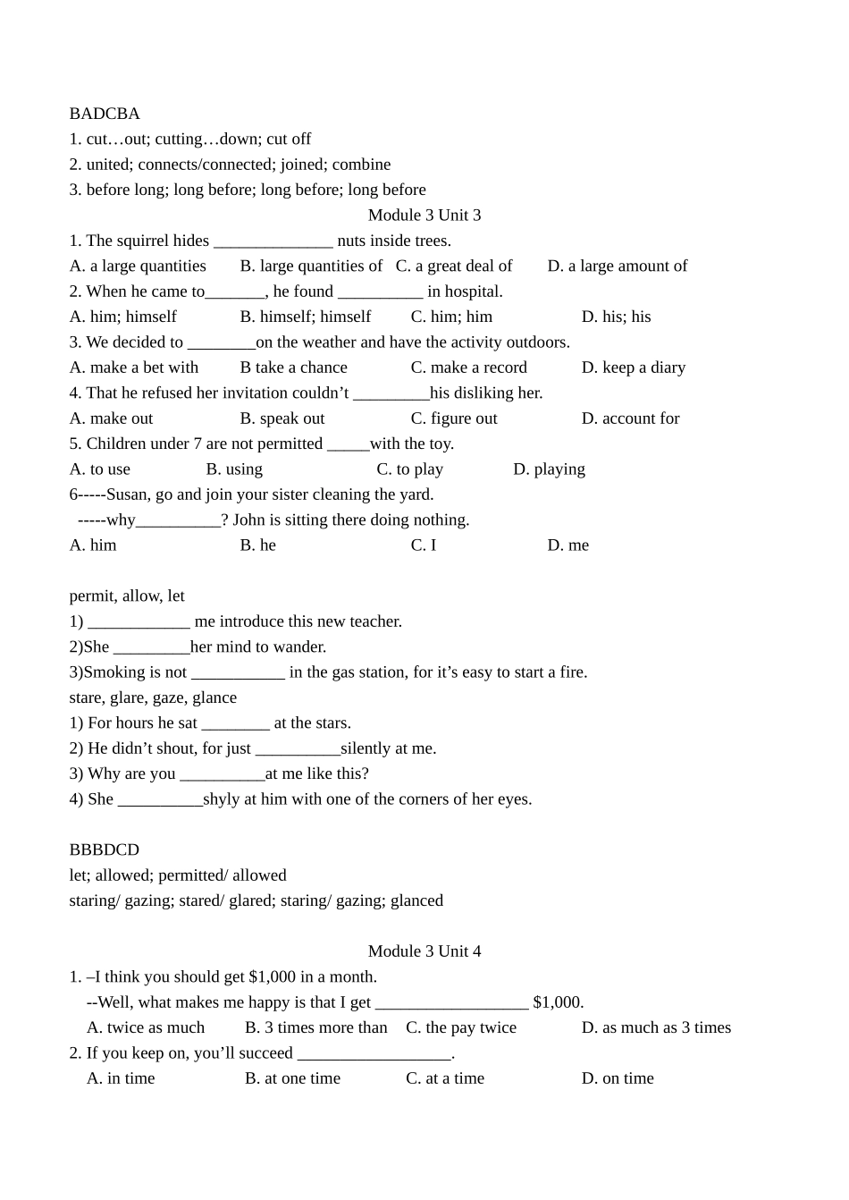 高一下学期单项选择词组辨析_第3页