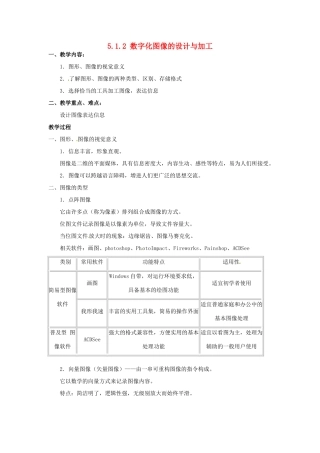 高一信息技术 5.1.2数字化图像的设计与加工教案-人教版高一全册信息技术教案