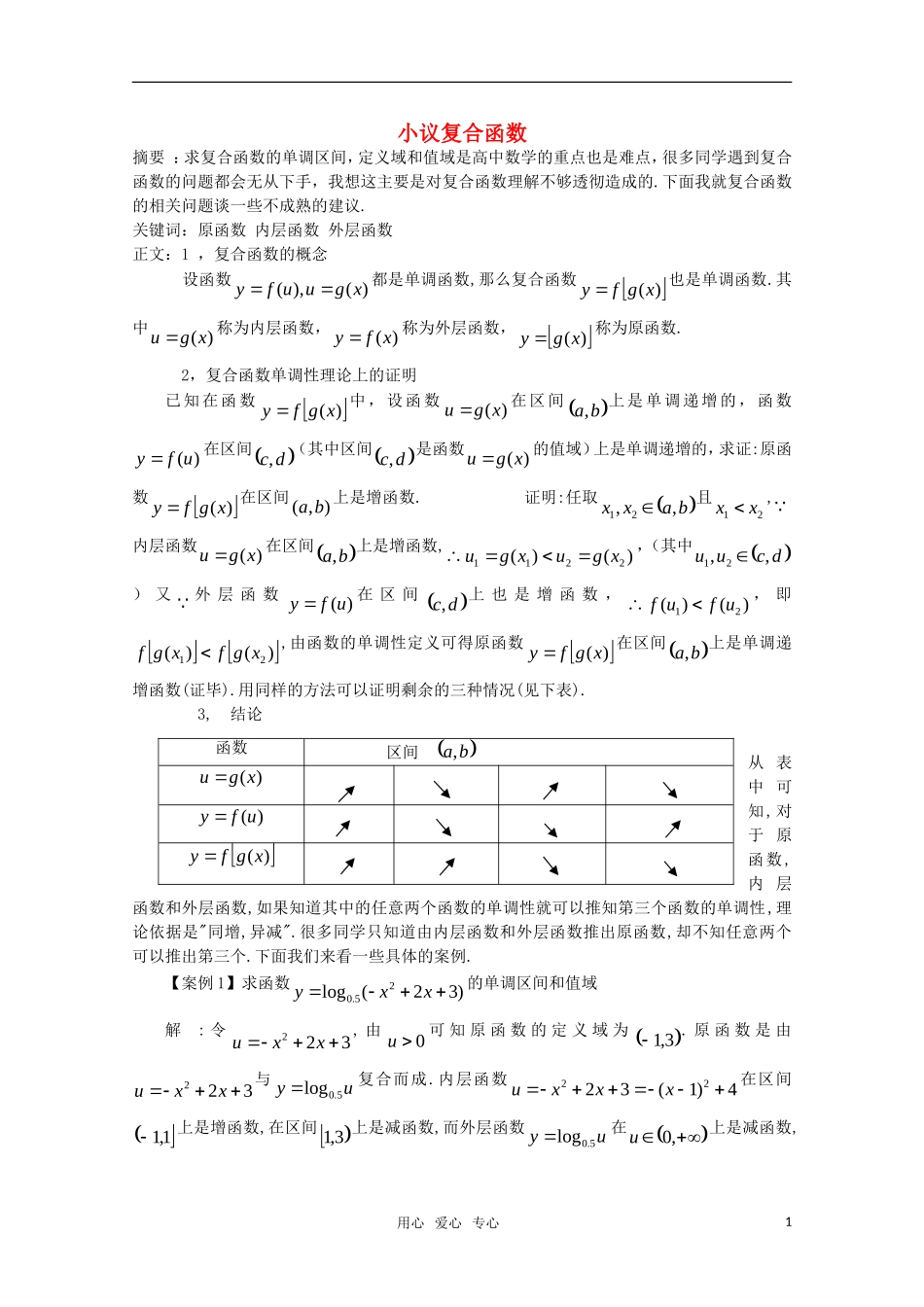 高一数学 第3章《小议复合函数》素材 沪教版_第1页
