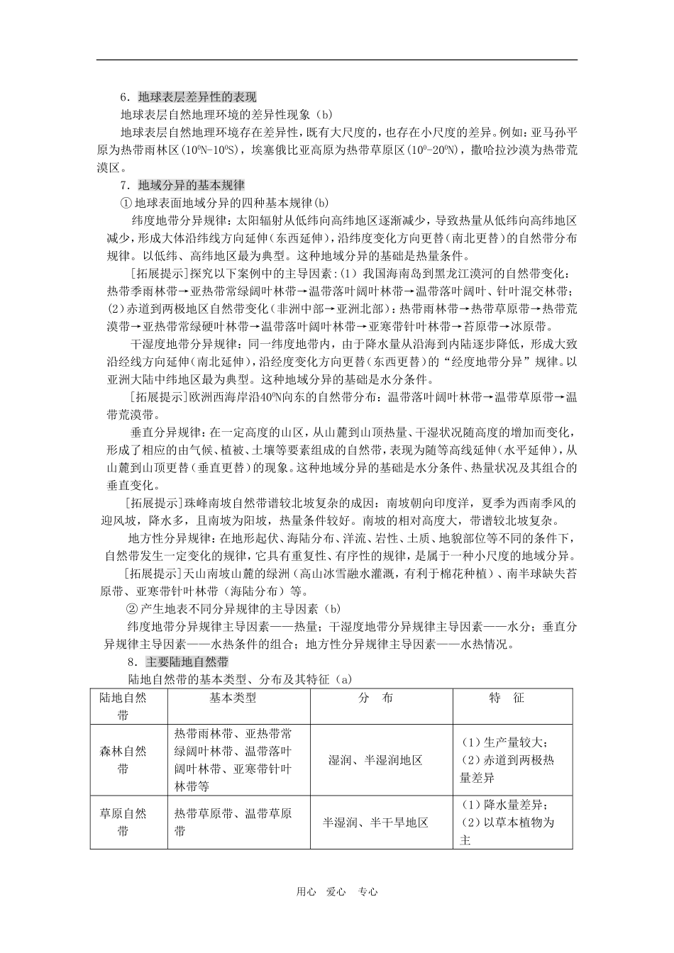 高一地理：第三章《自然地理环境的整体性与差异性》导学案（湘教版必修1）_第3页