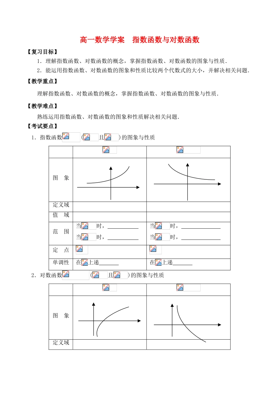 高一数学学案  指数函数与对数函数_第1页