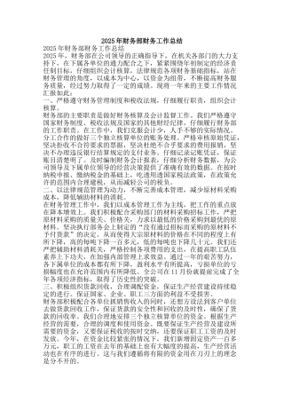 2025年财务部财务工作总结-精品范文资料