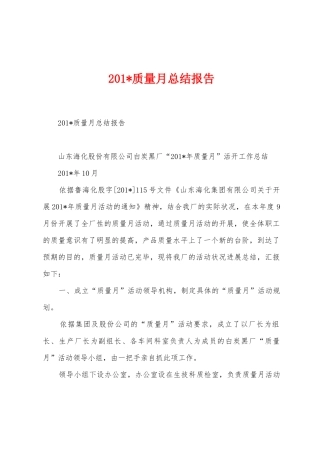 2025年质量月总结报告