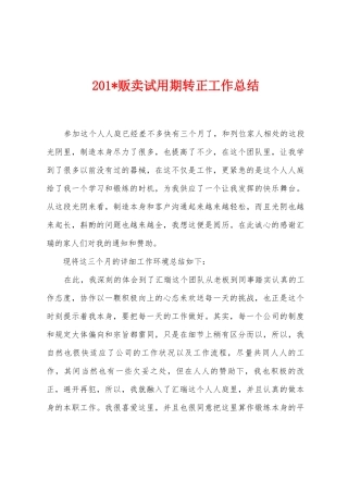 2025年贩卖试用期转正工作总结