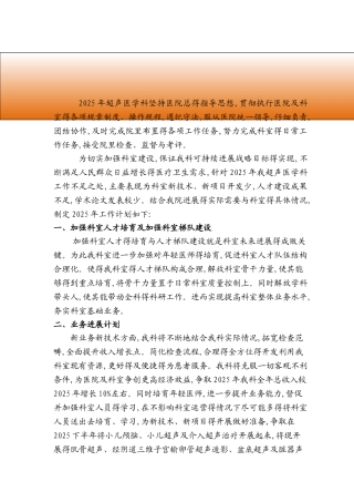 2025年超声医学科工作计划