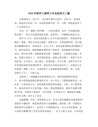 2025年软件工程师工作总结范文三篇