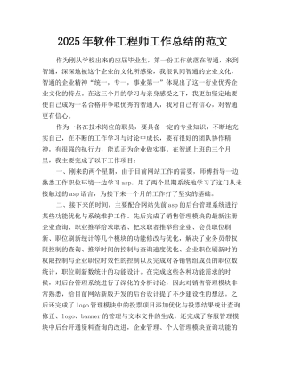 2025年软件工程师工作总结的范文